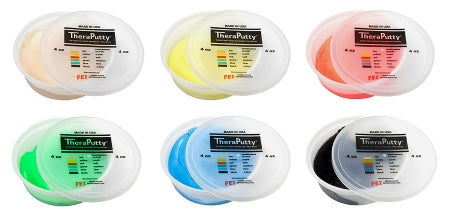 CanDo TheraPutty - Therapy Putty Set 2X-Soft / X-Soft / Soft / Medium / Firm / X-Firm 6 X 4 oz. - 10-1482