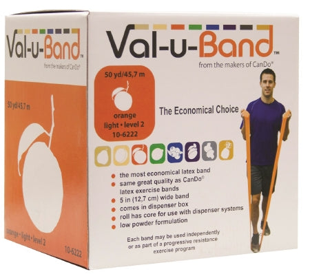 Fabrication Enterprises Val-u-Band Low Powder Exercise Resistance Band Orange 50 Yard Light Resistance - 1578853