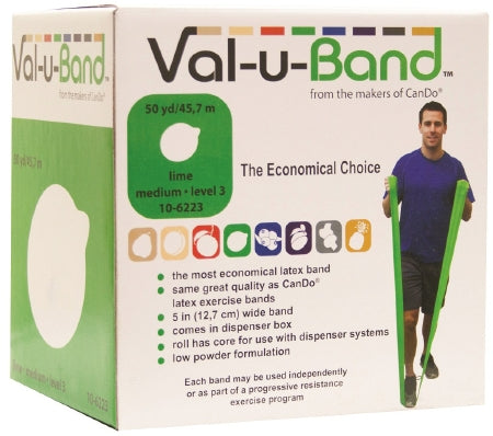 Fabrication Enterprises Val-u-Band Low Powder Exercise Resistance Band Lime 50 Yard Medium Resistance - 1579218