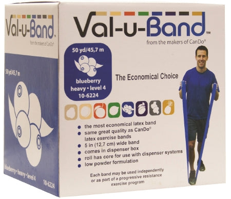 Fabrication Enterprises Val-u-Band Low Powder Exercise Resistance Band Blueberry 50 Yard Heavy Resistance - 1579584