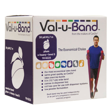 Fabrication Enterprises Val-u-Band Low Powder Exercise Resistance Band Plum 50 Yard X-Heavy Resistance - 1579949