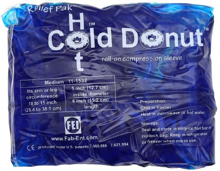 Relief Pak Cold n’ Hot Donut - Hot / Cold Pack Sleeve General Purpose Medium 10 to 15 Inch Inner Circumference Polyurethane / Gel Reusable - 11-1532