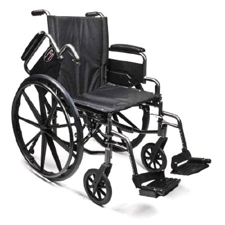 Traveler L4 High Strength - Lightweight Wheelchair Dual Axle Desk Length Arm Swing-Away Footrest Black Upholstery 20 Inch Seat Width Adult 250 lbs. Weight Capacity - 3F020320