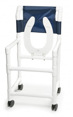 Graham-Field Lumex Commode / Shower Chair Fixed Arm PVC Frame Mesh Back 19-1/2 Inch Height - 89180