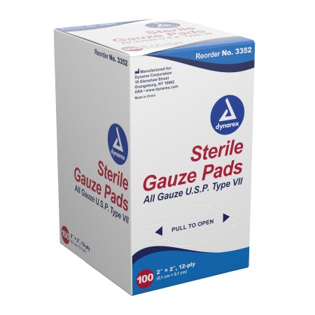 Dynarex - Gauze Sponge Gauze 12-Ply 2 X 2 Inch Square Sterile - 3352