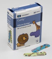 Cardinal Curity Adhesive Strip 3/4 X 3 Inch Plastic Rectangle Kid Design (Zoo Animals) Sterile - 44125