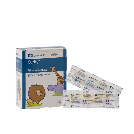 Curity - Adhesive Strip 3/4 X 3 Inch Plastic Rectangle Kid Design (Zoo Animals) Sterile - 44125