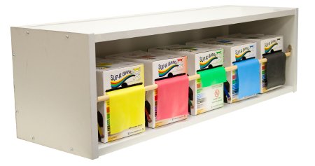 CanDo Dispens-a Band Rack with Sup-R Band - Exercise Resistance Band Set Yellow / Red / Green / Blue / Black 5 Inch X 50 Yard X-Light to X-Heavy Resistance - 10-6329