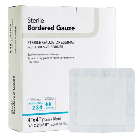 DermaRite Bordered Gauze - Adhesive Dressing 4 X 4 Inch Gauze Square White Sterile - 00262E