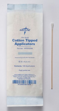 Medline - Swabstick Cotton Tip Wood Shaft 6 Inch NonSterile 100 per Pack - MDS202055