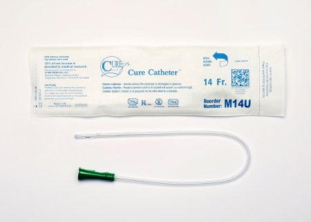 Cure Catheter - Urethral Catheter Straight Tip Uncoated PVC 14 Fr. 16 Inch - M14U