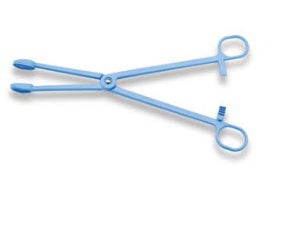 Fine Surgical Sponge Forceps 9-1/2 Inch Floor Grade Plastic Finger Ring Handle Straight Serrated Tips - PL-8025