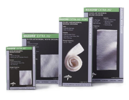 Maxorb Extra Ag+ - Silver Alginate Dressing 4 X 8 Inch Rectangle Sterile - Medline - MSC9448EP