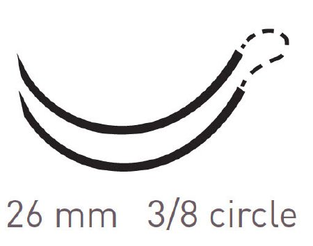 Quill Knotless Tissue-Closure Device - Suture with Needle Absorbable Uncoated Violet Suture Barbed Monofilament PDO (Polydioxanone) Size 3 - 0 24 cm Suture Double-Armed 26 mm Length 3/8 Circle Diamond Point Needle - RA-1052Q-0
