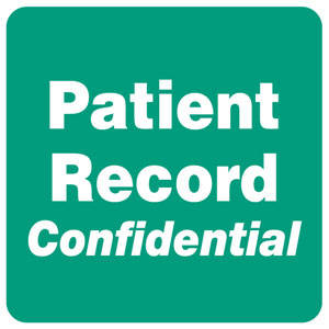 Tabbies HIPAA Labels "PATIENT RECORD CONFIDENTIAL", Green - 2"W x 2"H, -  500 per Roll - 40571