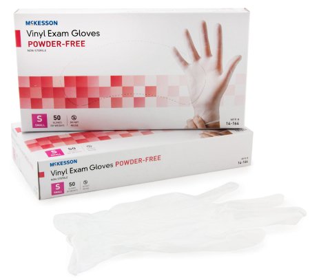 McKesson McKesson Confiderm Exam Glove Small NonSterile Vinyl Standard Cuff Length Smooth Clear Not Chemo Approved - 14-164