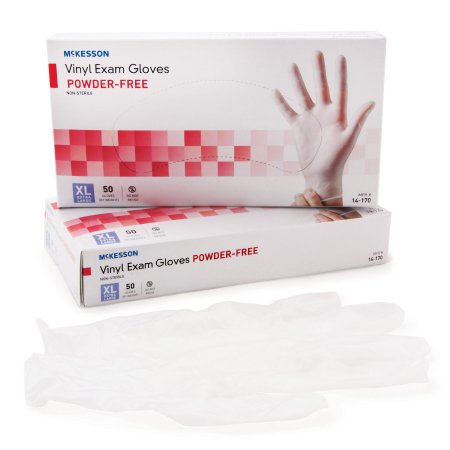 McKesson McKesson Confiderm Exam Glove X-Large NonSterile Vinyl Standard Cuff Length Smooth Clear Not Chemo Approved - 14-170