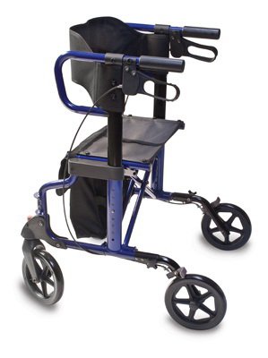 Lumex Hybrid LX - Rollator Transport Chair Aluminum Frame 300 lbs. Weight Capacity Majestic Blue Upholstery - LX1000B