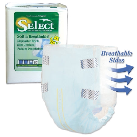 Principle Business Enterprises Select Soft n' Breathable Adult Incontinent Brief Tab Closure Large Disposable Heavy Absorbency - 2628