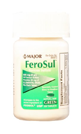 Major Pharmaceuticals Feosol Mineral Supplement Iron 325 mg Strength Tablet 100 per Bottle - 904759160