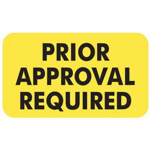 Tabbies - Pre-Printed Label Advisory Label Fluorescent Chartreuse PRIOR APPROVAL REQUIRED Black Safety and Instructional 7/8 X 1-1/2 Inch - MAP5500