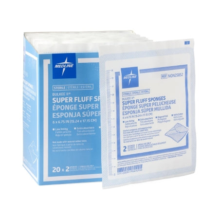 Bulkee - Fluff Dressing Cotton 6-Ply 6 X 6-3/4 Inch Rectangle Sterile - Medline - NON25852