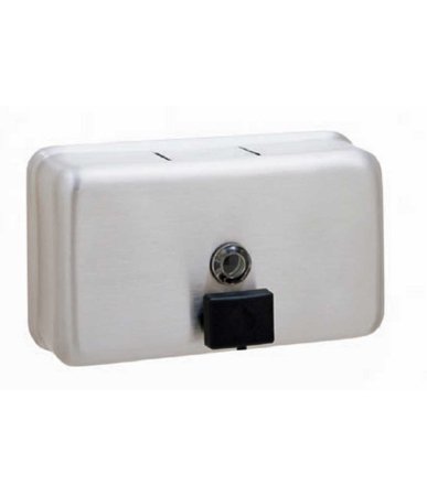 Bobrick - Soap Dispenser Satin Finish Stainless Steel Push Button 40 oz. Wall Mount - BOB2112