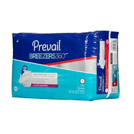 First Quality Prevail Breezers 360° Adult Incontinent Brief Tab Closure Size 1 Disposable Heavy Absorbency - PVBNG-012