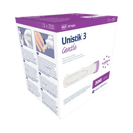 Unistik - Lancet Low Flow Lancet Needle 1.5 mm Depth 30 Gauge Push Button Side Activation - AT 1024