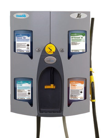 Diversey J-Fill QuattroSelect - Chemical Dispenser Gray Powder Coated Steel Push Button Wall Mount - Lagasse - DVS3764735