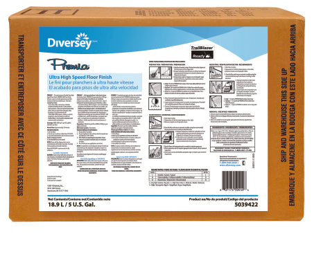 Lagasse Diversey Premia Floor Finish Liquid 5 gal. Box Ammonia Scent - DVS5039422