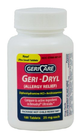 McKesson Geri-Dryl Allergy Relief 25 mg Strength Tablet 100 per Bottle - 681-01