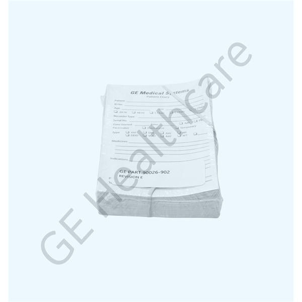 GE Medical Systems Diary Patient Holter Disposable 50/Pk - 90026-902