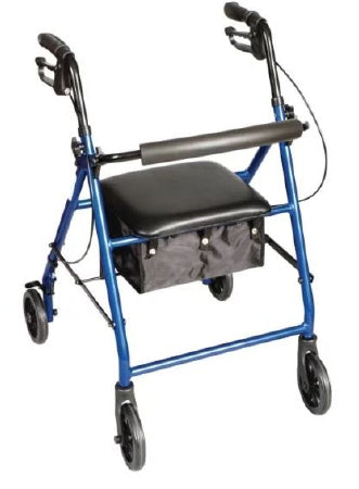 Carex Classics - 4 Wheel Rollator Blue Adjustable Height / Folding Aluminum Frame - 081594639