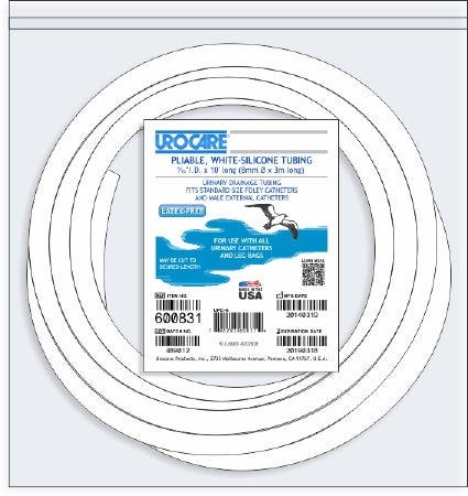Urocare Products Uro-Con Male External Catheter Tubing White, Silicone, NonSterile, 0.31 Inch I.D. X 10 ft Long - 600831