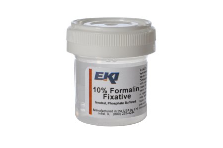 Ek Industries - Prefilled Formalin Container 10 mL Fill in 20 mL (0.67 oz.) Screw Cap Warning Label / Patient Information NonSterile - 24499-100X20ML