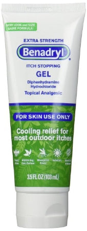 J & J Sales Benadryl Itch Relief 2% Strength Gel 3.5 oz. Tube - 31254717157