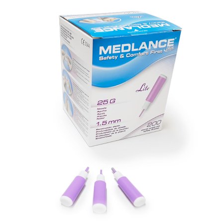Medlance - Lancet Fixed Depth Lancet Needle 1.5 mm Depth 25 Gauge Push Button Activation - 925-25