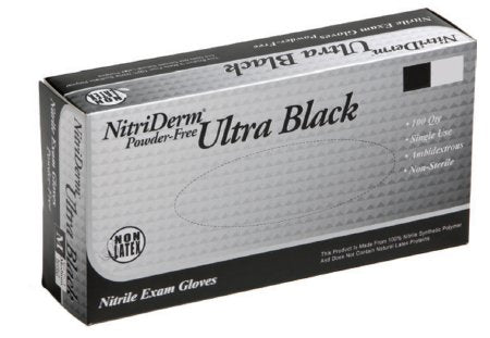 Innovative Healthcare Corporation NitriDerm Ultra Black Exam Glove Medium NonSterile Nitrile Standard Cuff Length Textured Fingertips Black Chemo Tested - 187200