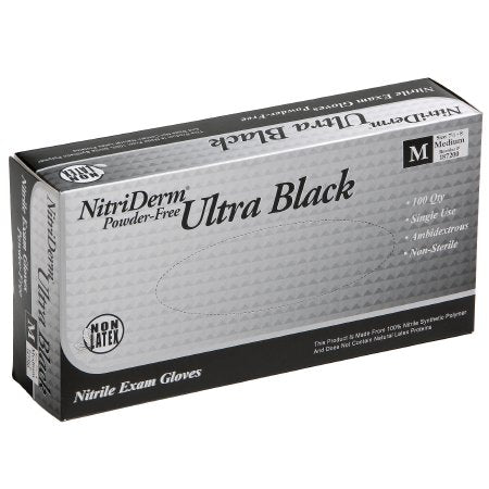 NitriDerm Ultra Black - Exam Glove Medium NonSterile Nitrile Standard Cuff Length Textured Fingertips Black Chemo Tested - 187200