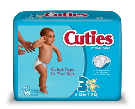 First Quality Cuties Baby Diaper Tab Closure Size 3 Disposable Heavy Absorbency - CR3001