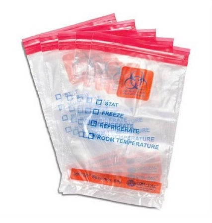 Market Lab Inc Specimen Transport Bag with Document Pouch 6 X 10 Inch Plastic STAT / Biohazard Symbol / Storage Instructions Zip Closure NonSterile - 3668-RD