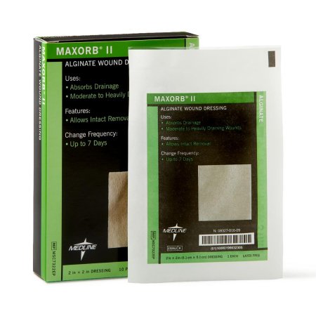 Maxorb II - Calcium Alginate Dressing 2 X 2 Inch Square Calcium Alginate Sterile - Medline - MSC7322EP