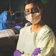 Halyard Tri-Layer - Protective Procedure Gown Large Blue NonSterile AAMI Level 3 Disposable - 54310