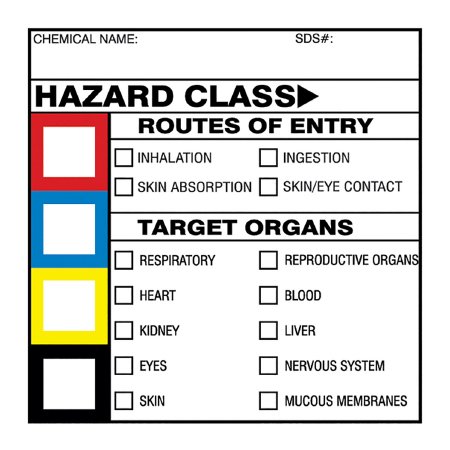 WorkSafe - Pre-Printed Label Warning Label Blue / Red / White / Yellow Hazard Class / Symbol Color Block Biohazard 2 X 2 Inch - 510-51020100