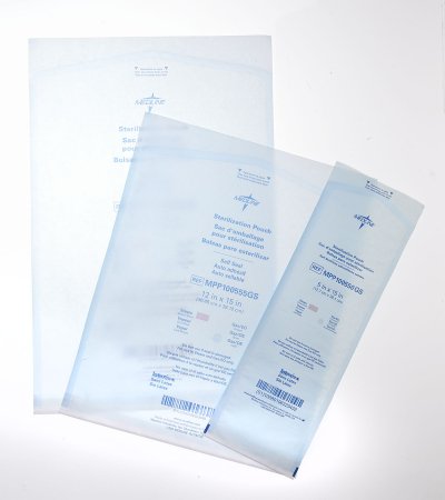 Medline - Sterilization Pouch Ethylene Oxide (EO) Gas / Steam 3-1/2 X 2-1/5 Inch Transparent / Blue Self Seal Paper / Film - MPP100565GS