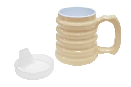 Fabrication Enterprises Hand-to-Hand Drinking Mug 10 oz. Beige Plastic Reusable - 60-1070