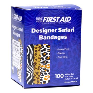Dukal Stat Strip Adhesive Strip 3/4 X 3 Inch Plastic Rectangle Kid Design (Designer Safari) Sterile - 15605