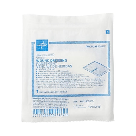 Sorbex - Super Absorbent Dressing 2 X 3 Inch Fluff / Cellulose Fenestrated Rectangle Sterile - Medline - NONEX0023F