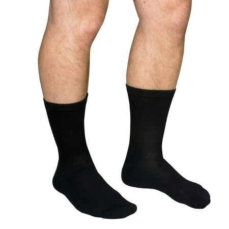 QCS - Diabetic Socks Crew X-Large Black Closed Toe - MCO1680 BLA XL